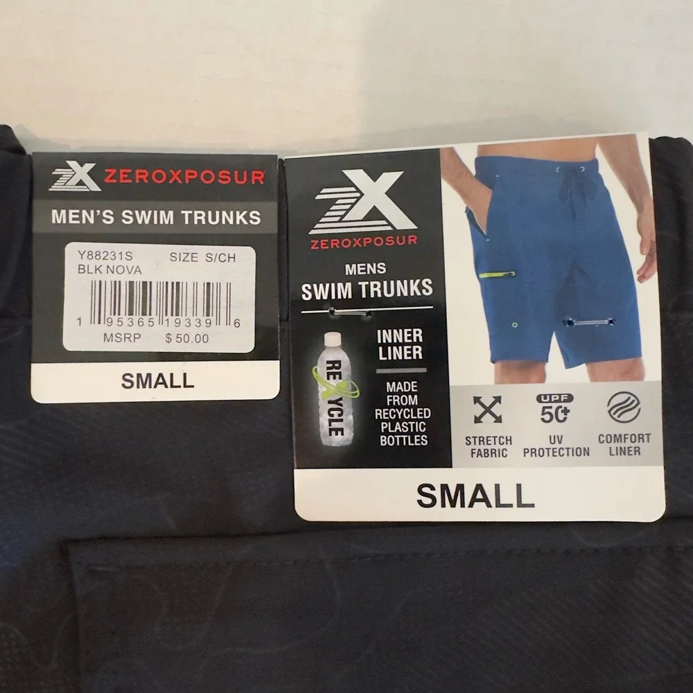 ZeroXposur Mens Swim Trunks Blk Nova Camo Stretch Boardshorts Y88231S Small NWT